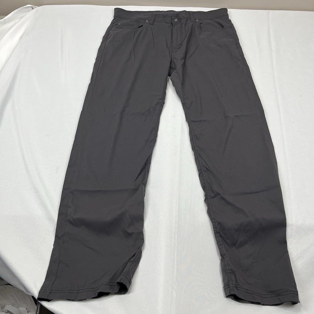 PRANA SLIM FIT MEN'S 5 POCKET CHARCOAL NYLON‎ PANTS SIZE 38X34